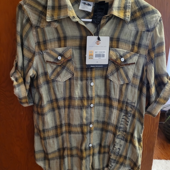 NWT Harley Davidson snap button fitted blouse - Picture 1 of 5